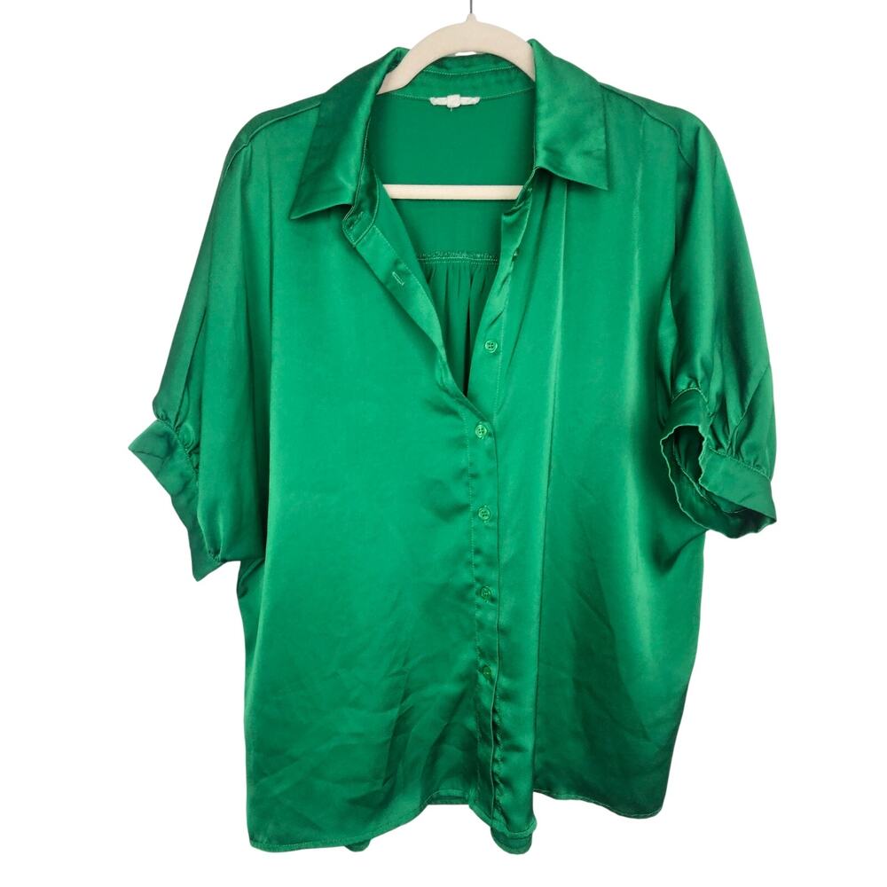 Anthropologie Jodifl Womens Satin Button Blouse Size S Career Corp Office Siren
